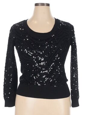 Calvin Klein Black Sequin Crew Neck Sweater